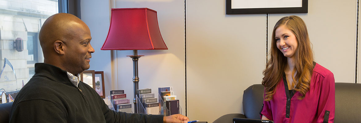 Assistant Dean Thomas Carter III, left, known as "T.C." around the office, mentors ECAP student Sydney Dickson of Carl Junction, Mo. Assistant Dean Thomas Carter III, left, known as "T.C." around the office, mentors ECAP student Sydney Dickson of Carl Junction, Mo.
