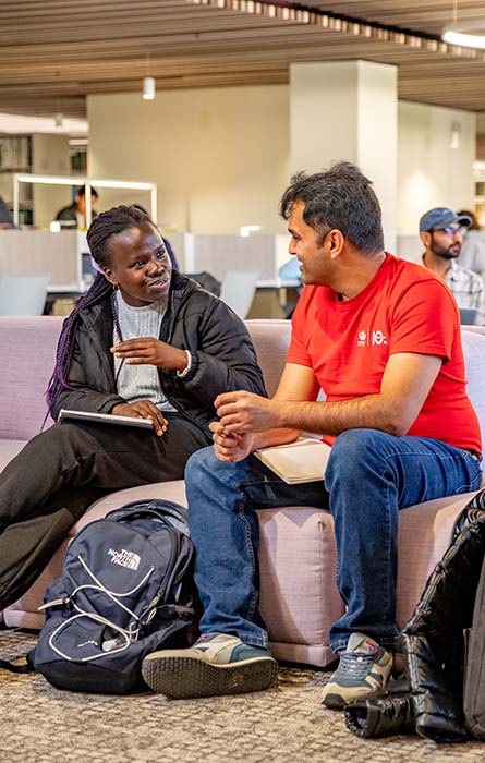 students chatting during a study session.