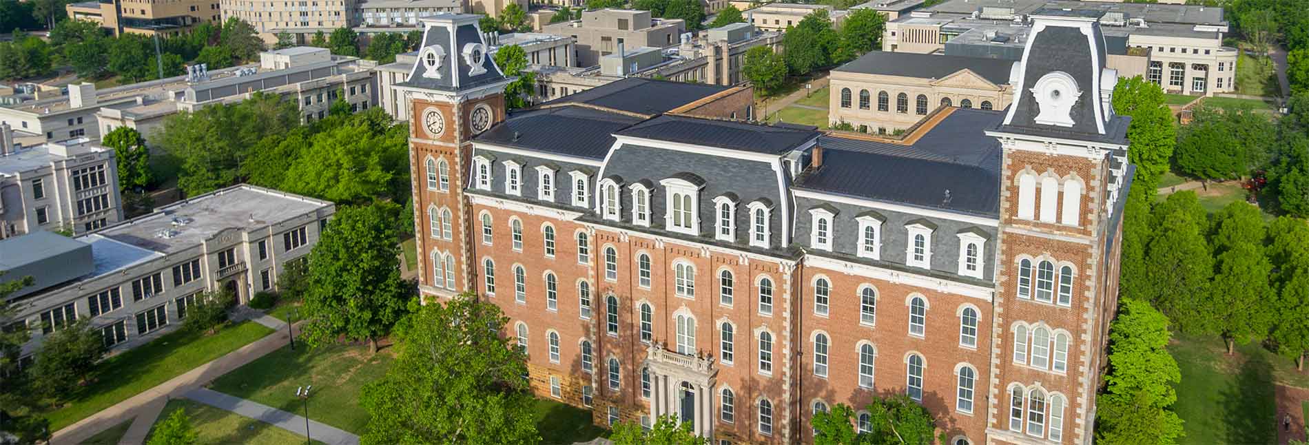 Aerial view of University of Arkansas Campus