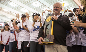 Coach Lance Harter and champion track team in 2015