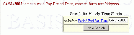 Example of a date entry error